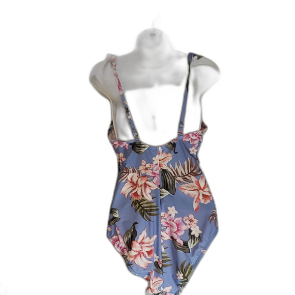 Kona Sol Over The Shoulder Ruffle High Coverage One Piece Swimsuit Medium NWT - Picture 6 of 9